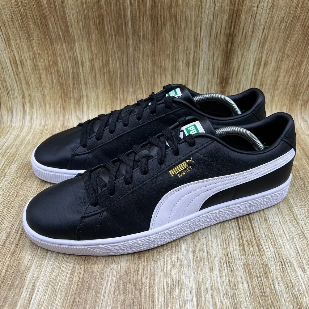 Puma Basket 21 Classic Sneakers Men's Size 11.5 Black White Leather 374923-04